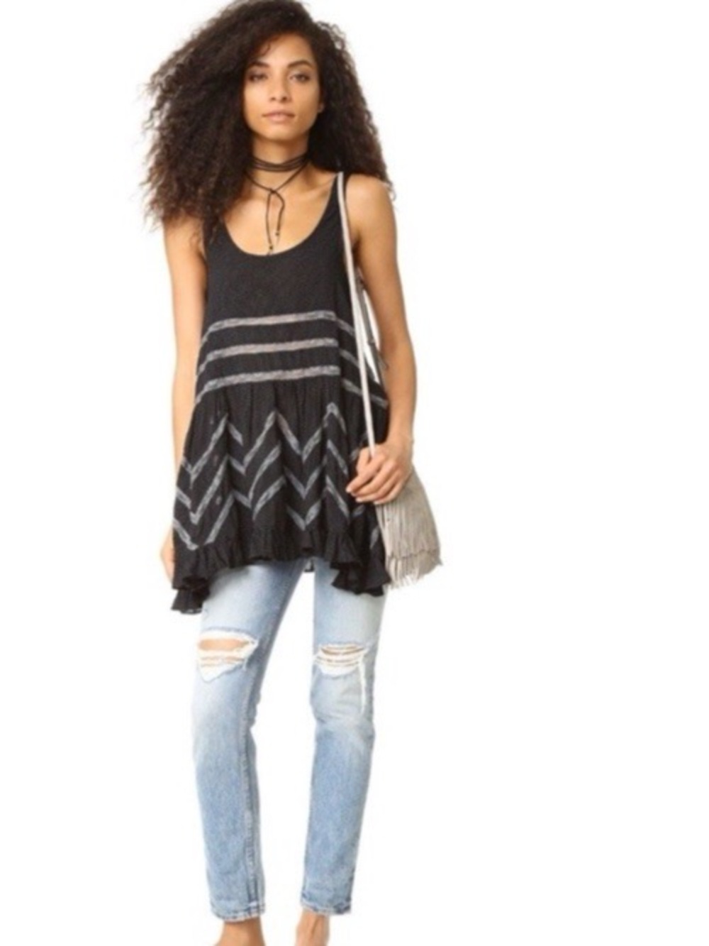 Intimately Free People Voile & Lace Trapeze Slip Tunic Dress Polka Dot Sz S